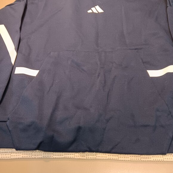 adidas women's Z.N.E. stripe lines funnel neck navy hoodie sz S - NWT Sample - Picture 4 of 14
